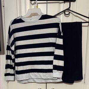 Striped Navy and White Sweatshirt Set